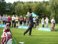 Colin Montgomerie on 1st tee at Sillvermere Golf Club- 2nd Sept 2010